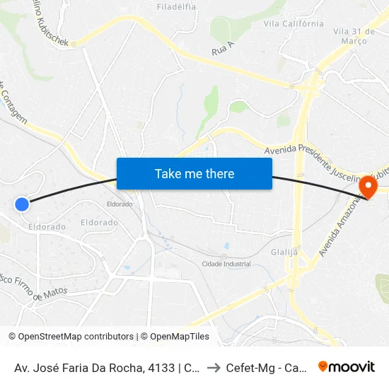 Av. José Faria Da Rocha, 4133 | Clínica Cemel to Cefet-Mg - Campus II map