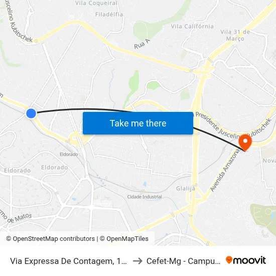 Via Expressa De Contagem, 1103 to Cefet-Mg - Campus II map