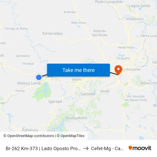 Br-262 Km-373 | Lado Oposto Proma Juatuba to Cefet-Mg - Campus II map