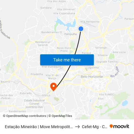 Estação Mineirão | Move Metropolitano - Sentido Centro to Cefet-Mg - Campus II map
