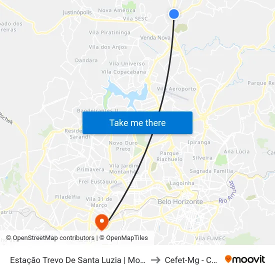 Estação Trevo De Santa Luzia | Move Metropolitano to Cefet-Mg - Campus II map