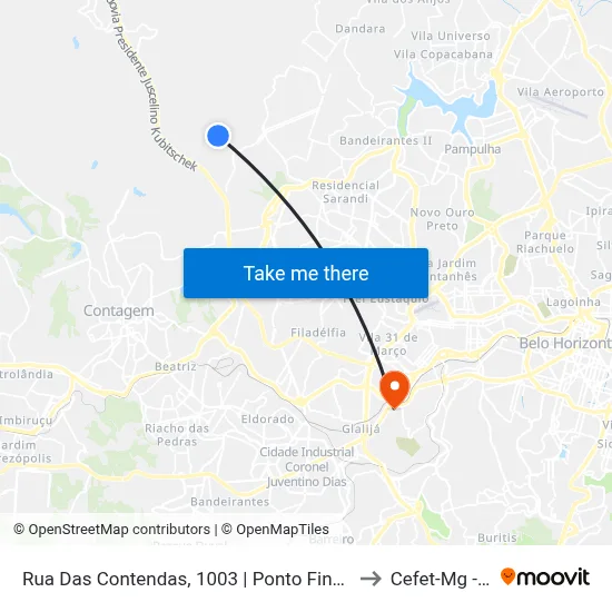 Rua Das Contendas, 1003 | Ponto Final Das Linhas 474, 2391 E 2420 to Cefet-Mg - Campus II map