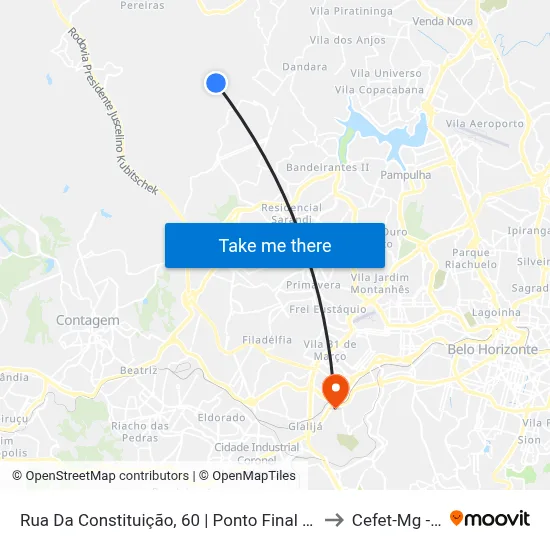 Rua Da Constituição, 60 | Ponto Final Da Linha 101/2381 No Nacional to Cefet-Mg - Campus II map