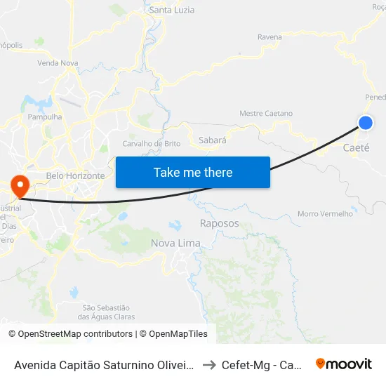 Avenida Capitão Saturnino Oliveira Lima, 23 to Cefet-Mg - Campus II map