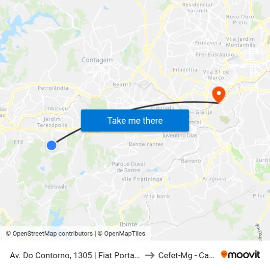 Av. Do Contorno, 1305 | Fiat Portaria 4/Intecom to Cefet-Mg - Campus II map