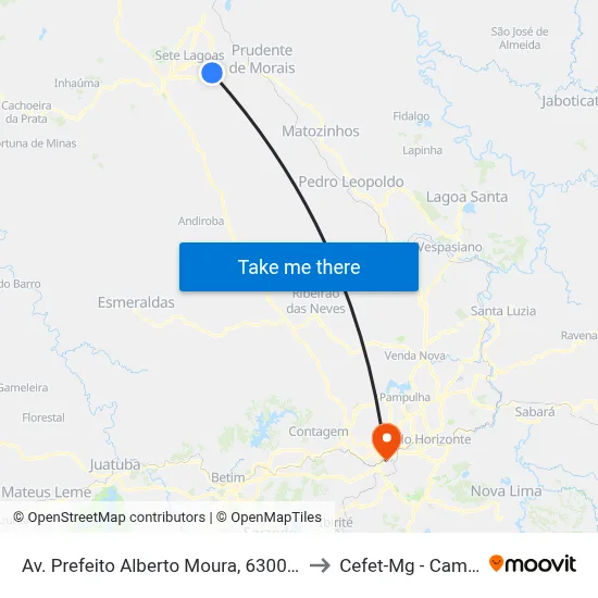 Av. Prefeito Alberto Moura, 6300 | Bombril to Cefet-Mg - Campus II map