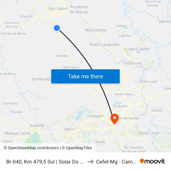 Br-040, Km 479,5 Sul | Solar Do Engenho to Cefet-Mg - Campus II map