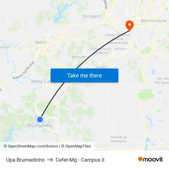 Upa Brumadinho to Cefet-Mg - Campus II map