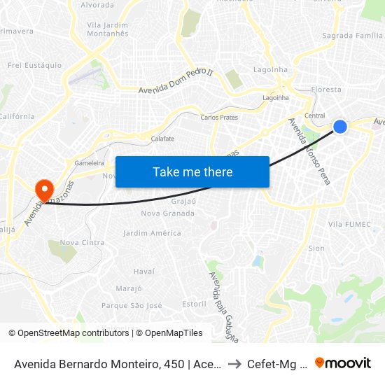 Avenida Bernardo Monteiro, 450 | Acesso À Estação Bernardo Monteiro to Cefet-Mg - Campus II map