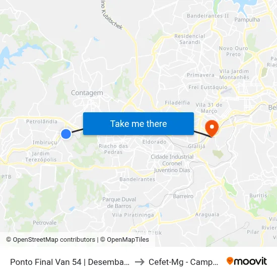 Ponto Final Van 54 | Desembarque to Cefet-Mg - Campus II map