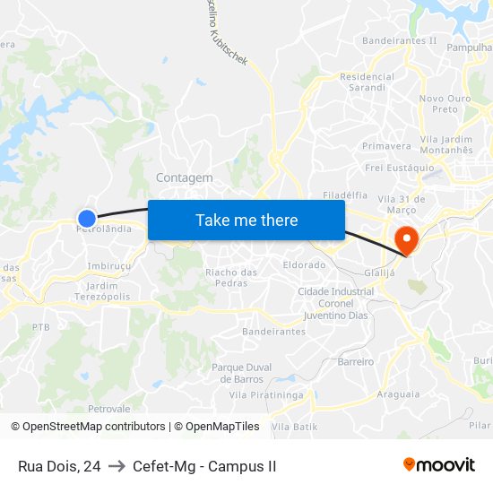 Rua Dois, 24 to Cefet-Mg - Campus II map