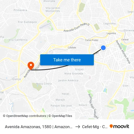 Avenida Amazonas, 1580 | Amazonas Com Mato Grosso to Cefet-Mg - Campus II map