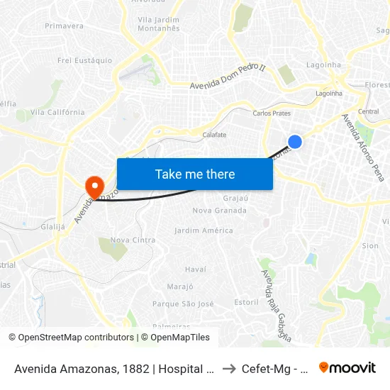 Avenida Amazonas, 1882 | Hospital São José - Amazonas 1 to Cefet-Mg - Campus II map