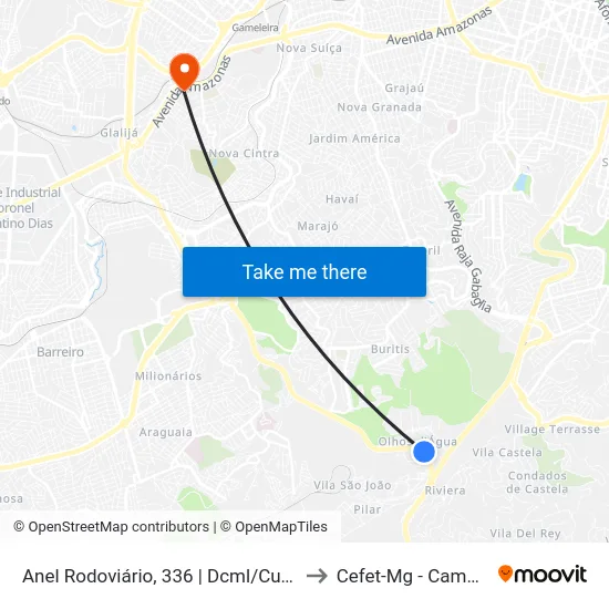 Anel Rodoviário, 336 | Dcml/Cummins to Cefet-Mg - Campus II map