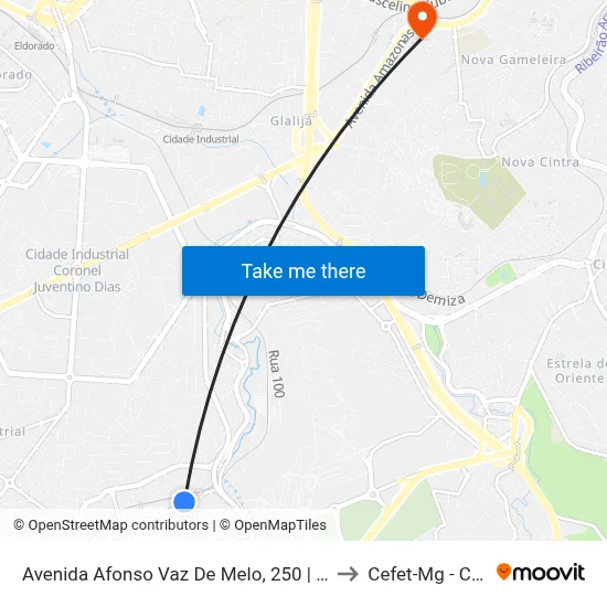 Avenida Afonso Vaz De Melo, 250 | Stepanie Colchões to Cefet-Mg - Campus II map