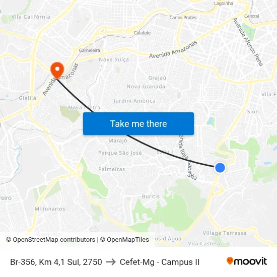 Br-356, Km 4,1 Sul, 2750 to Cefet-Mg - Campus II map