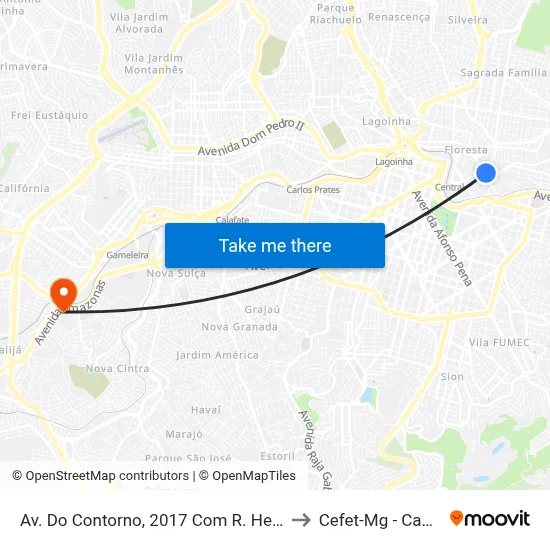 Av. Do Contorno, 2017 Com R. Hermílio Alves to Cefet-Mg - Campus II map