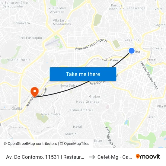 Av. Do Contorno, 11531 | Restaurante Popular 2 to Cefet-Mg - Campus II map