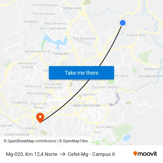 Mg-020, Km 12,4 Norte to Cefet-Mg - Campus II map