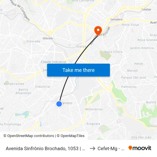 Avenida Sinfrônio Brochado, 1053 | Comercial Esporte Clube to Cefet-Mg - Campus II map