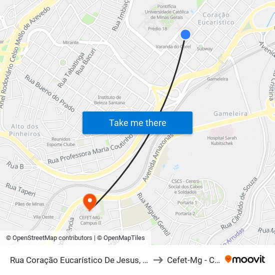 Rua Coração Eucarístico De Jesus, 405 | Coreu Burguer to Cefet-Mg - Campus II map