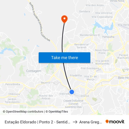 Estação Eldorado | Ponto 2 - Sentido Bairro to Arena Gregorão map