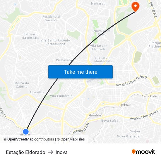 Estação Eldorado to Inova map