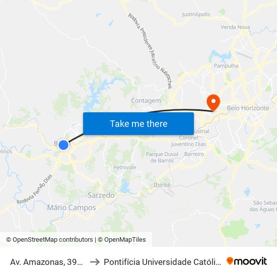 Av. Amazonas, 392 | Biquinha A to Pontifícia Universidade Católica De Minas Gerais map