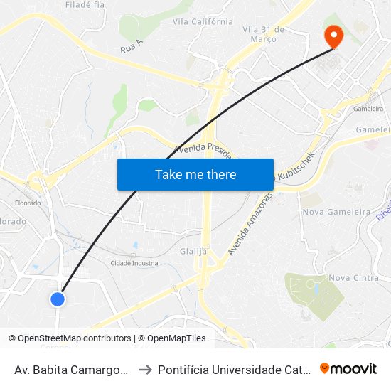 Av. Babita Camargos, 1505 | Hyundai to Pontifícia Universidade Católica De Minas Gerais map