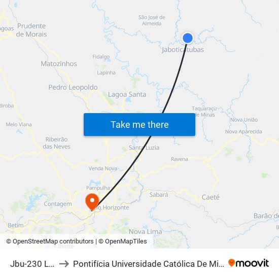 Jbu-230 Leste to Pontifícia Universidade Católica De Minas Gerais map