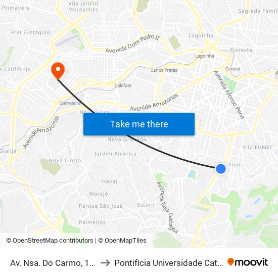 Av. Nsa. Do Carmo, 1255 | Break Break to Pontifícia Universidade Católica De Minas Gerais map