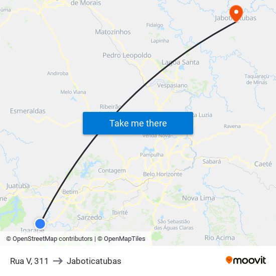 Rua V, 311 to Jaboticatubas map