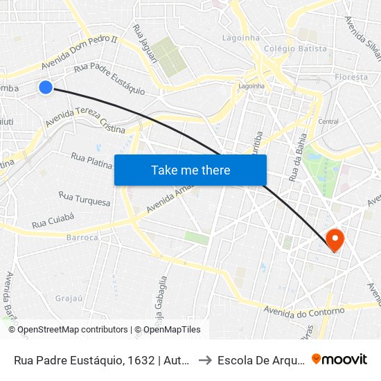 Rua Padre Eustáquio, 1632 | Auto Escola Parati - Carlos Prates to Escola De Arquitetura Da Ufmg map