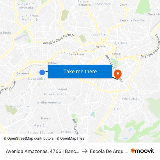 Avenida Amazonas, 4766 | Banco Do Brasil/Drogaria Araújo to Escola De Arquitetura Da Ufmg map