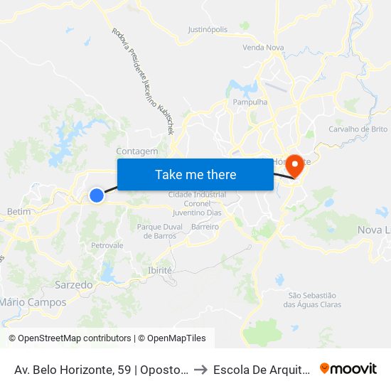 Av. Belo Horizonte, 59 | Oposto A Upa Uai Teresópolis to Escola De Arquitetura Da Ufmg map