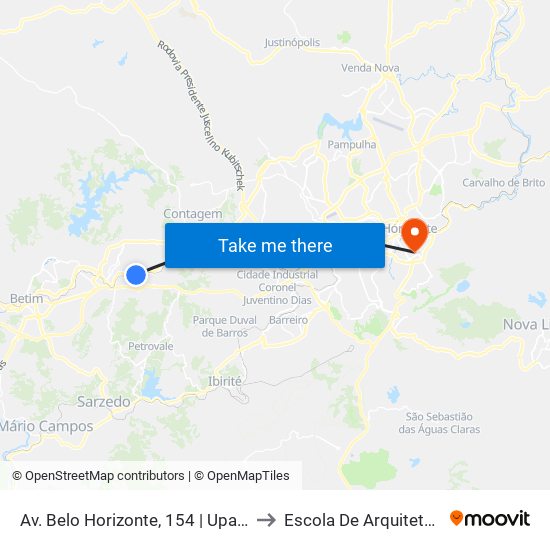 Av. Belo Horizonte, 154 | Upa Uai Teresópolis to Escola De Arquitetura Da Ufmg map