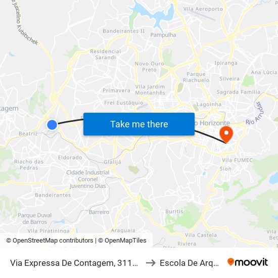 Via Expressa De Contagem, 3115 | Sew Brasil (Depois Do Apoio) to Escola De Arquitetura Da Ufmg map
