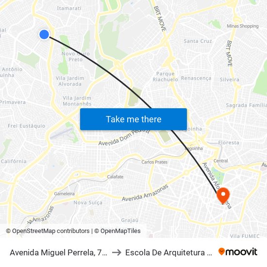 Avenida Miguel Perrela, 700 | Iesla to Escola De Arquitetura Da Ufmg map