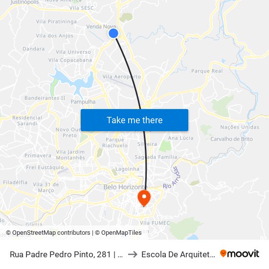 Rua Padre Pedro Pinto, 281 | Antes Do Life Plus to Escola De Arquitetura Da Ufmg map
