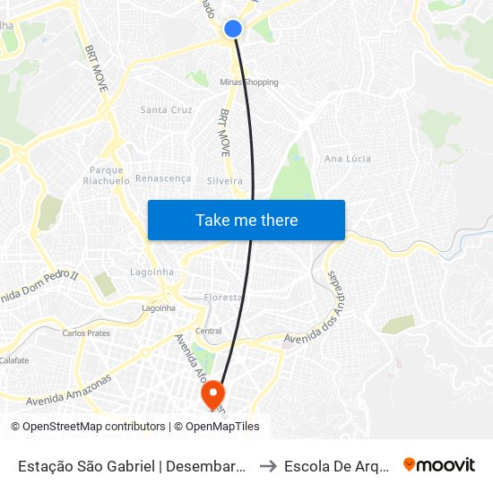 Estação São Gabriel | Desembarque (Linhas Encerrando Viagem) to Escola De Arquitetura Da Ufmg map