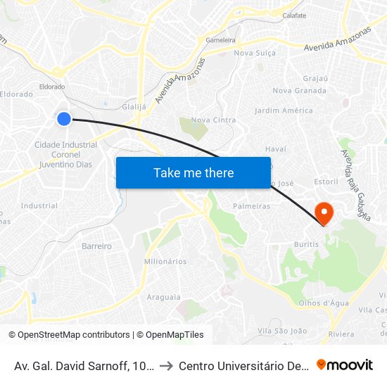 Av. Gal. David Sarnoff, 1000 | Mcdonald's to Centro Universitário De Belo Horizonte map