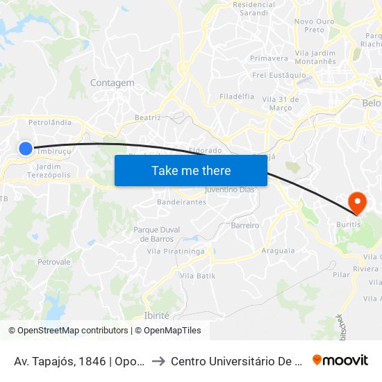 Av. Tapajós, 1846 | Oposto A Lily Açaí to Centro Universitário De Belo Horizonte map