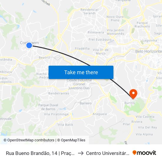 Rua Bueno Brandão, 14 | Praça Da Caixa - Igreja São Gonçalo to Centro Universitário De Belo Horizonte map