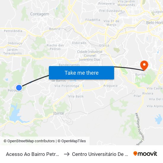 Acesso Ao Bairro Petrovale, Entrada to Centro Universitário De Belo Horizonte map