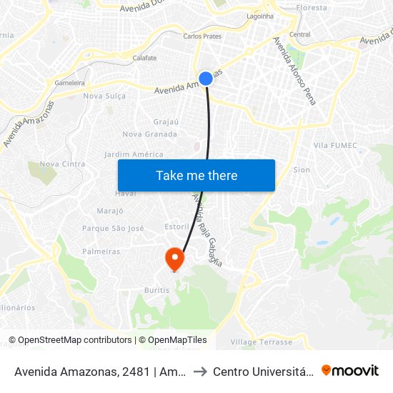 Avenida Amazonas, 2481 | Amazonas Com Martim De Carvalho 1 to Centro Universitário De Belo Horizonte map