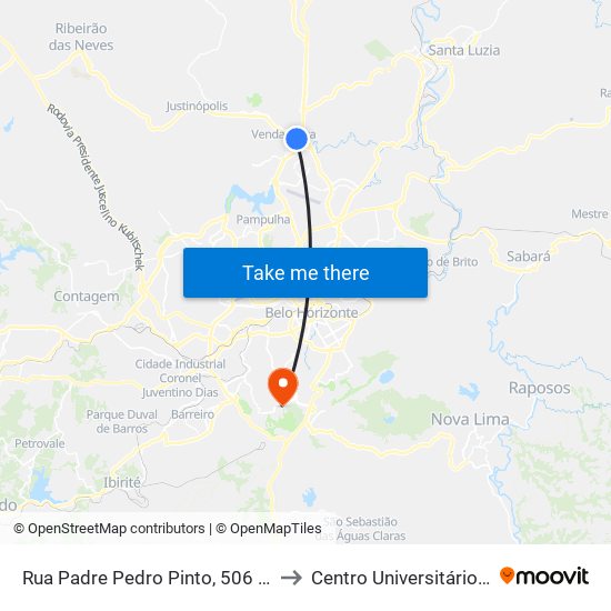 Rua Padre Pedro Pinto, 506 | Laboratório São Marcos to Centro Universitário De Belo Horizonte map