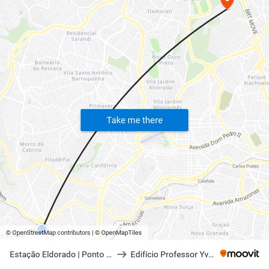 Estação Eldorado | Ponto 4 - Sentido Cid. Industrial/Barreiro to Edifício Professor Yvon Leite De Magalhães Pinto map