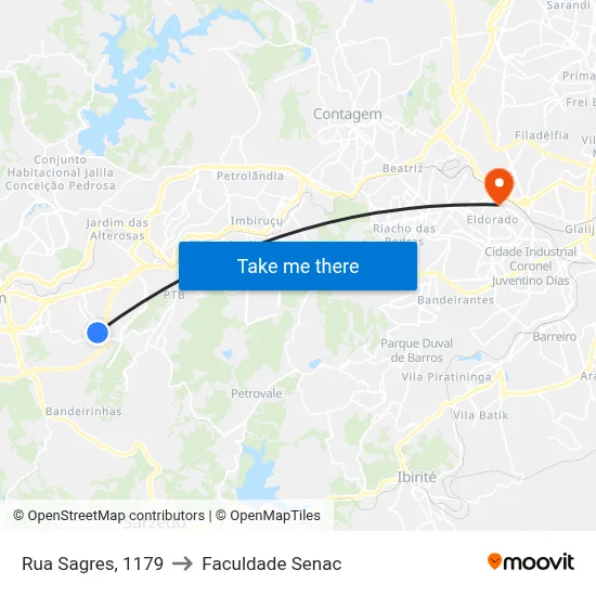 Rua Sagres, 1179 to Faculdade Senac map