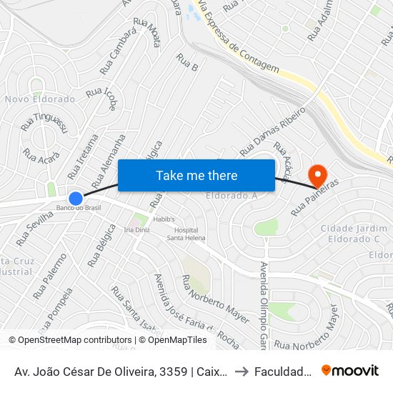 Av. João César De Oliveira, 3359 | Caixa Econômica Federal to Faculdade Senac map