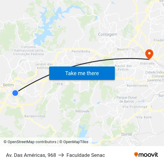 Av. Das Américas, 968 to Faculdade Senac map